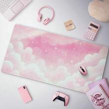 Pink And White Cloud Mouse Pad, Cute Macaron Color Desk Mat, Cute Cloud Sky Gaming Mouse Pad, Large Extended Pad, Minimalist Office Decor - Mouse Pad - View 6
