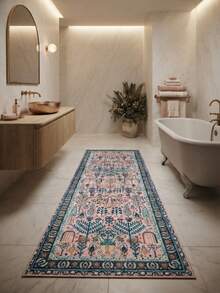 1pc French Aesthetic Fresh - Botanical Floral Bohemian - Runner Rug, Bathroom, Kitchen, Entrance, Hallway, Bedside, Living Room, Bedroom, All Season Soft Machine Washable Mat, Home Decor - Multicolor - View 8