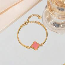 asmodee Gold Plated Four Leaf Clover Bangle Bracelet For Women, Color Enamel Cuff Bracelet Adjustable Daily Party Jewelry Gift - Bracelet Style - View 9