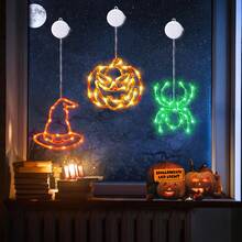 1pc Halloween Pumpkin Light, Suction Cup Light, Indoor String Lights With Timer Function, Create Scary Atmosphere Decoration, Suitable For Halloween, Various Room Walls, Holiday Decoration, Battery Powered (Batteries Not Included) - Suction Cup Light - View 7