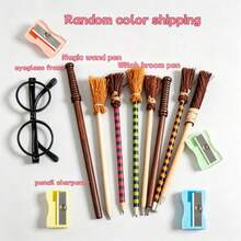 Pensil Sapu Penyihir + Bingkai Kacamata + Rautan Pensil, Pensil Kerajinan Ajaib, Cocok Untuk: Pengisi Kaos Kaki Natal, Pesta Halloween, Hadiah Wisuda, Hadiah Ulang Tahun. (Warna Sapu dan Warna Rautan Pensil Dikirim Secara Acak) - MultiWarna - View 4