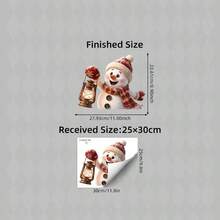Xmas Window Decor 1/3Pcs Cute Teddy Bear Snowman Reindeer Static Window Stickers, Knit Hat Scarf Design, Reusable No Adhesive Glass Decals, Home Store Holiday Display Decor Gift - Multicolor - View 13