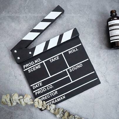 1 Movie Recording Board, Wooden Movie Recording Board Accessories - Creative Desktop Ornaments, Photo Props, Room Decorations, Home Decorations, Holiday Decorations, Can Be Used Both Indoors And Outdoors