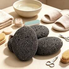 5/3/2/1 Peça Pedra-Pomes Oval para os Pés, Rocha Vulcânica Natural Pura, Esfoliação da Sola e do Calcanhar, Cuidados com os Pés, Remove Pele Morta, Suprimentos de Banho e Esfoliação dos Pés (Natural Pura com Leve Diferença de Cor) - Vários estilos - Visão 1