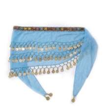 Belly Dance Scarf With Stones And Coins  Luxury Various Models - New Arrival - 青碧色 - 查看 2