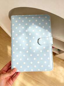 A5 Polka Dot Small Card Storage Album, 4-Pocket 6-Ring Cute Card Collection Binder, PU Leather Cover, Suitable For 2x3 Inch Photo Cards/Trading Cards (Pink/Black/White/Blue/Red) - Rectangle - View 16