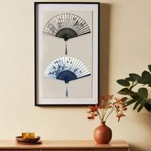 1pc Women's Chinese Style Folding Fan, Foldable Bamboo Hand Fan, Paper Hand Fan, Each Fan Face Color, Pattern, And Position Differ, Randomly Sent - Multicolor - View 4