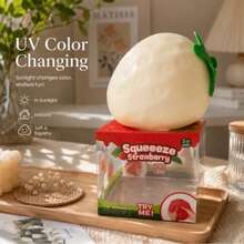 1pc Large UV Color-Changing Strawberry Squeeze Toy, Scented Slow Rebound Soft Stress Relief Toy, Cute Fruit Decompression Toy, Girls Children Birthday Christmas Halloween Party Favor Gift Bag Filler Decoration Gift - Multicolor - View 1