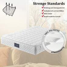 Spring Core Mattress, 7 Zone Cold Foam Mattress, Pocket Springs, 90x200cm, 100% -Tex Certified, Quilted Microfiber Cover Topping, Hardness Level H3, 25cm Height, 200 X 90 X 25 Cm - A - View 2