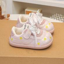 1雙女童新款刺繡花卉輕量舒適休閒鞋，百搭甜美公主風運動球鞋 - 粉色 - 查看 5