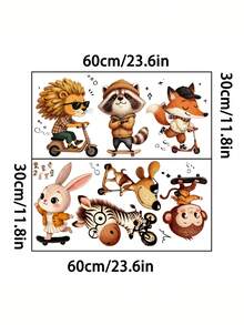 兒童房卡通動物牆貼，獅子與猴子卡通背景牆貼，可移除 - 彩色 - 查看 6