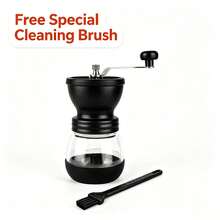 Lightweight Manual Hand Crank Coffee Grinder With Ceramic Burr, Glass Bean Hopper, Adjustable Grind Size, Portable Decorative Coffee Mill, Home Kitchen Gift For Coffee Lovers (Includes Small Brush) - Multicolor - View 14