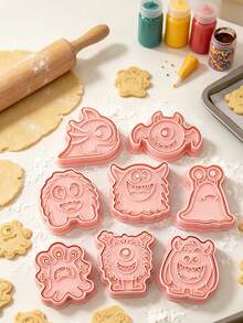 Halloween Cartoon Cookie Cutter Pumpkin Ghost DIY Frosting Cookie Baking Tools 8PCS - Multicolor - View 5