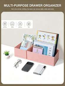 Pink Foldable Lidless Underwear Storage Box, Suitable For Wardrobe, Dress, Drawer Divider, Also As Underwear And Cosmetics Storage Basket, Applicable For Home, Room, Autumn Bedroom Decor, Holiday Bedroom Decor - Pink - View 7