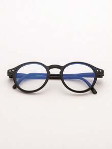 1 Pair Unisex Kids Oval Frame Minimalist Retro Academic Anti-Blue Light Non-Prescription Glasses For Daily Reading And Computer Use - A - View 10