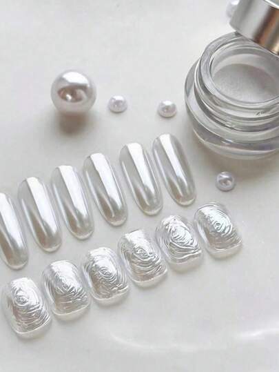1pc Y2K Nail Art Aurora Pink Pearl White Moonlight Pink, Clear Mirror Effect, Fine Powder, Holographic Pearly White, DIY Nail Decoration, Nail Supplies, Home Salon Nail Accessories