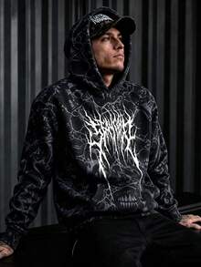 Sudadera con capucha para hombre de otoño/invierno, estilo americano oscuro, estética gótica, subcultura, vintage, elemento de terror, estampado de calavera en todo el Body, para uso diario, hogar, oficina, exterior, ciudad, regular, calle, casual, juvenil, minimalista, campus, retro, versátil, texturizada, elegante, personalizada, deportes - Multicolor - Ver 2