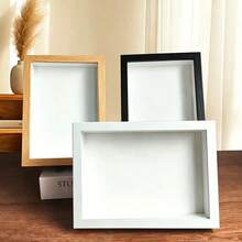 1pc Wooden Hollow Photo Frame DIY Box, Dried Flower Display Box, Mini Photo Decor, Personalized Gift Box, Suitable For Family And Friends Birthday, Mini Resin Photo Frame Museum Decoration Accessory - Rectangle - View 2