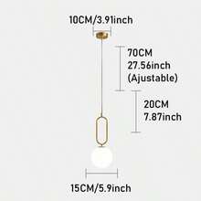 1PC Luxury Gold Long Ring Cream White Ball Pendant Light E27 Socket Modern Minimalist Single Head Hanging Light For Bedroom Bedside Dining Room Bar Counter Decoration (Bulb Not Included) - Gold - View 6