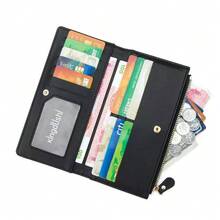 Women's Long Wallet, Crocodile Embossed Large Capacity Multifunctional Snap Button Purse, Zipper Multi-Card Slot Clutch - Multicolor - View 4