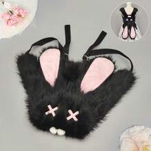 Dark Punk Rabbit Backpack, Niche Culture Rabbit Ears Fluffy Large Capacity Versatile Double Crossbody Bag - A - View 8