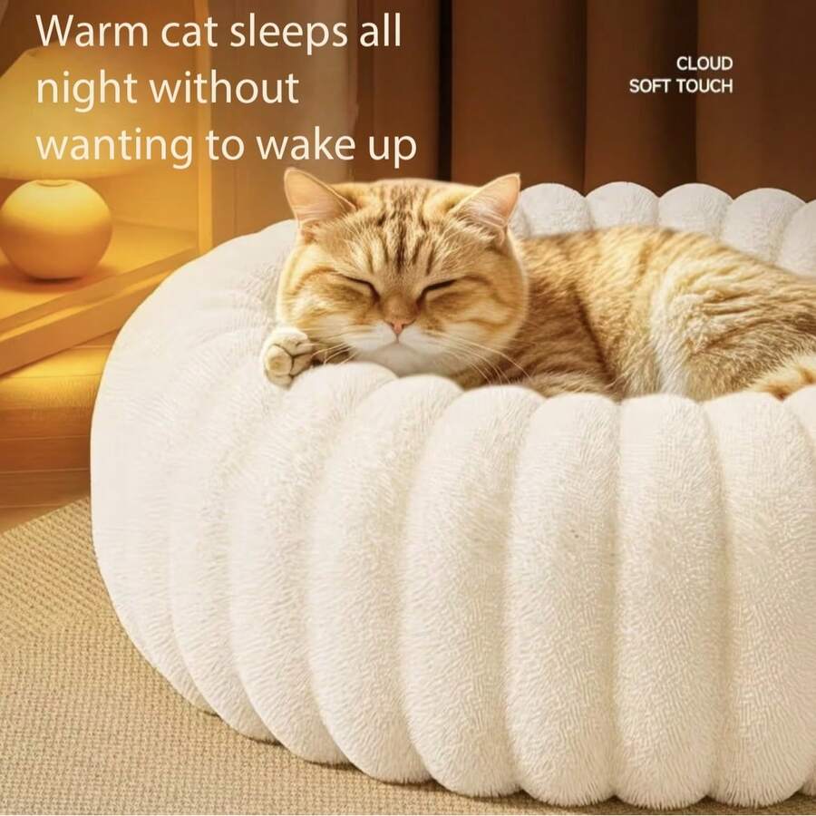 1pc Long Fur Thickened Pet Bed, Warm And Comfortable, Suitable For Large, Medium And Small Pets Indoor Cat Bed Dog Bed - White - View 1