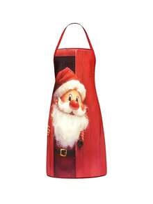 4PCS Christmas Mrs. Claus Apron Set, Funny Santa Costume Print Adjustable Waterproof Kitchen Apron, Holiday Cooking Apron Gift For Women - Multicolor - View 6