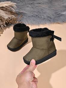 Infant Fashion New Snow Boots With Bow Decoration - Coffee Brown - View 4
