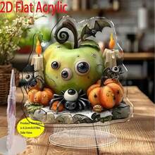 2D Acryl Tischdekoration, geeignet für Zuhause, Büro, Party - Kürbis-Laternen-Design - Halloween, Thanksgiving, perfektes Geschenk - keine Stromversorgung erforderlich, ganzjährige Feiertagsdekoration, Feiertags-Tischdekoration - Übersicht 1