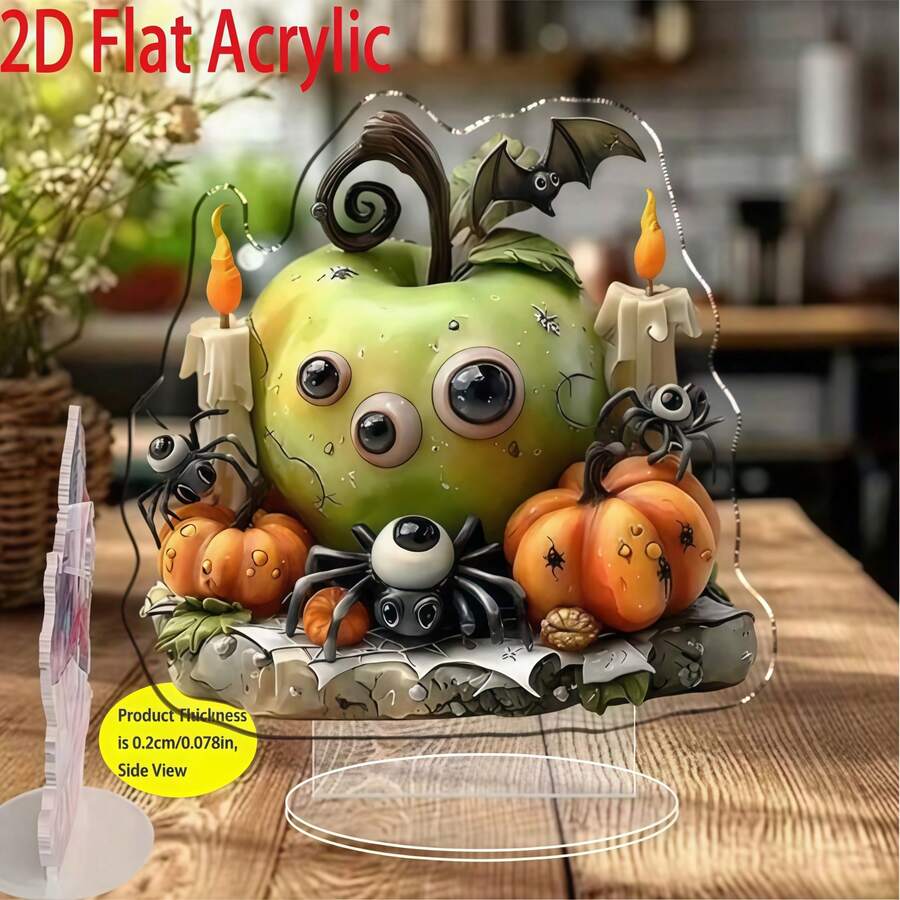 2D Acryl Tischdekoration, geeignet für Zuhause, Büro, Party - Kürbis-Laternen-Design - Halloween, Thanksgiving, perfektes Geschenk - keine Stromversorgung erforderlich, ganzjährige Feiertagsdekoration, Feiertags-Tischdekoration - Übersicht 1