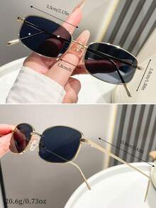 1pc Unisex Retro Gold Rim Small Square Frame Glasses, Suitable For Daily Wear - Multicolor - View 4