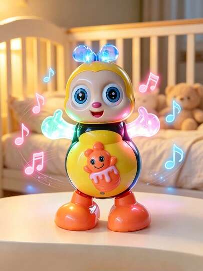 Electric Music Light Dancing Bee Robot Toy, Cute Cartoon Bee Design, Glowing Swaying Educational Sensory Game, Suitable For Indoor/Crib/Travel/Garden Play, 0-4 Years Old Infants And Toddlers Boys And Girls, Boys Toys, Children Toys