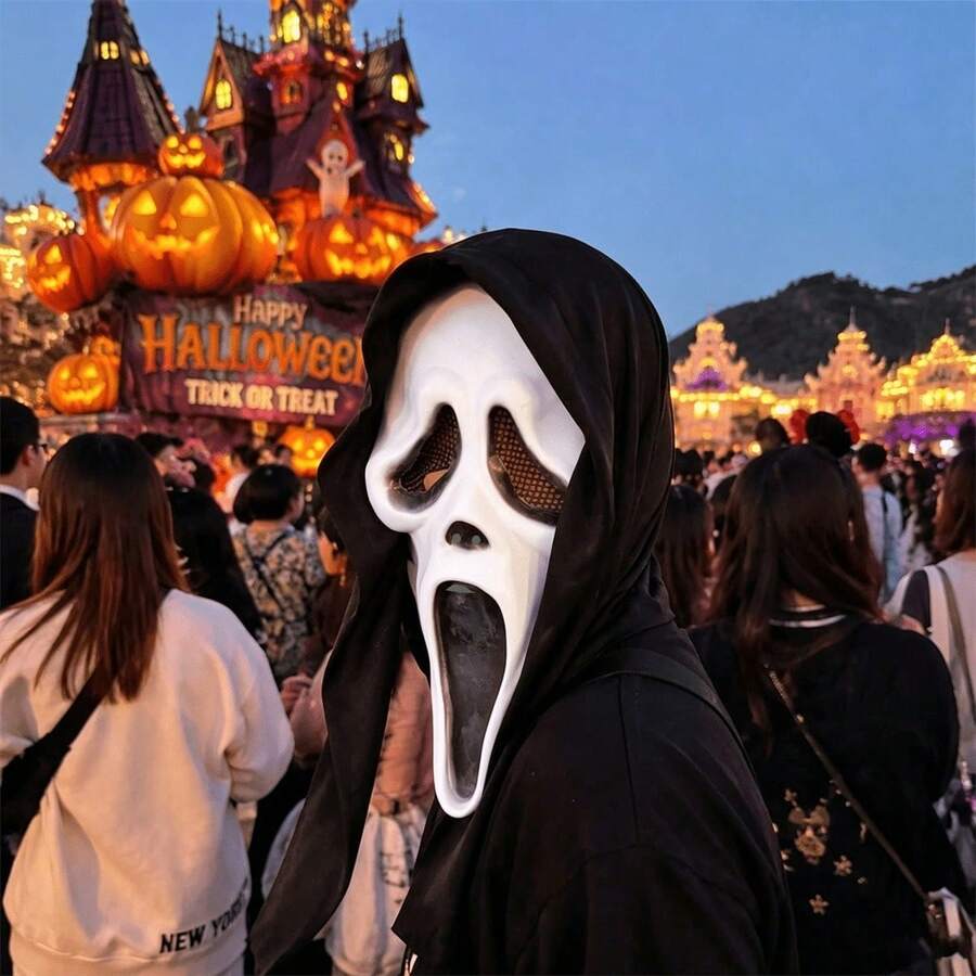 幽靈面具,萬聖節角色扮演,恐怖,幽默,尖叫,無味面具,恐怖頭飾,成人舞蹈道具,角色扮演,乳膠材質,帶有獨特香氣 - 多款式 - 查看 1