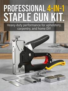 4-In-1 Heavy Duty Labor-Saving Staple Gun Set, Ergonomic Soft Rubber Handle Nailer, Shock-Absorbing Wear-Resistant Stapler - Heavy Duty Labor-Saving, Shock-Absorbing, Ultra-Long Life, Anti-Vibration Pad Design, Suitable For Woodworking, Home Decor, Garden Repair, Daily Office, School Crafts, DIY Projects For Families Across States. Heavy Duty Labor-Saving Manual Men's Tool, 4-In-1 Household Tool, Shock-Absorbing Professional Woodworking Tool, Universal DIY Tool For All States, Labor-Saving Easy-To-Use Home Decor Tool, Convenient School Supplies, Efficient Labor-Saving Office Supplies. - Multiple Styles - View 2