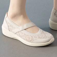 Skechers Women's Mary Jane Elastic Strap Wedge Comfort Walking Shoes Loafers - White - View 3