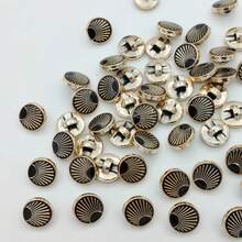 20pcs/1.3cm Fashion Personalized Minimalist Round Black & Gold Striped Plastic Buttons, Luxury Gold Rim Geometric Pattern Buttons, European & American Style High-End Vintage Oil-Drop Buttons, High-Quality Versatile Buttons For DIY Sewing, Clothes, Bags, Hats, Coats, Sweaters, Pants, Shirts Decoration - 20pcs/1.3cm Black and Gold Striped Buttons - View 11