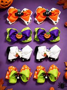 4PCS Cute Cartoon Halloween Style Bow Hair Clips, Suitable For Halloween Wear, Festival Gift Choice - Multicolor - View 1