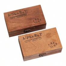 70pcs Vintage Letter And Number Wooden Box Stamp Set, Includes Uppercase And Lowercase Letters, Regular And Cursive Fonts, Suitable For Cross-Border Journaling - Sets - View 6