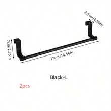 Black Stainless Steel No-Drill Towel Rack, Single Bar Towel Rack, Cabinet Door Hanging Towel Bar, Long Dish Cloth Rack, Perfect For Storing Towels In Bathroom And Kitchen, Ideal Choice For Home Use - Black - View 16