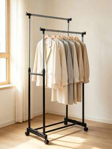 Adjustable And Retractable Floor-Standing Drying Rack (Available In Single- Or Double-Pole Versions); Features Swivel Casters For Mobility-Suitable For Indoor Use, Balconies, Or Bedrooms As A Garment Rack. - Standard Version - View 6