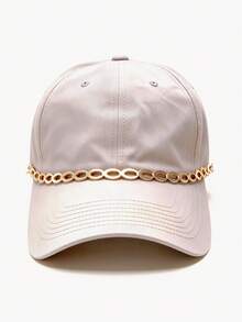 1PC Versatile Detachable Oval Link Hat Chain, Street Style Decor Accessory For Baseball Caps - Gold - View 2