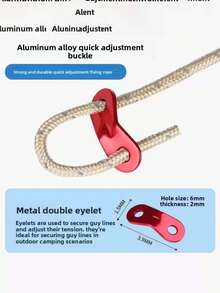 6m 4mm Reflective Tent Guy Rope, Heavy Duty Polyester Windproof Rope With Aluminum Alloy Double Eye Adjustment Buckle, Multi-Color Outdoor Canopy Awning Fixing Rope, Camping Waterproof Tarp Hanging And Binding Use - Multicolor - View 8