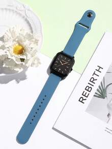 Rebirth Brand 1件女款矽膠錶帶極簡時尚日曆石英手錶，適合日常裝飾 - 藍色 - 查看 4