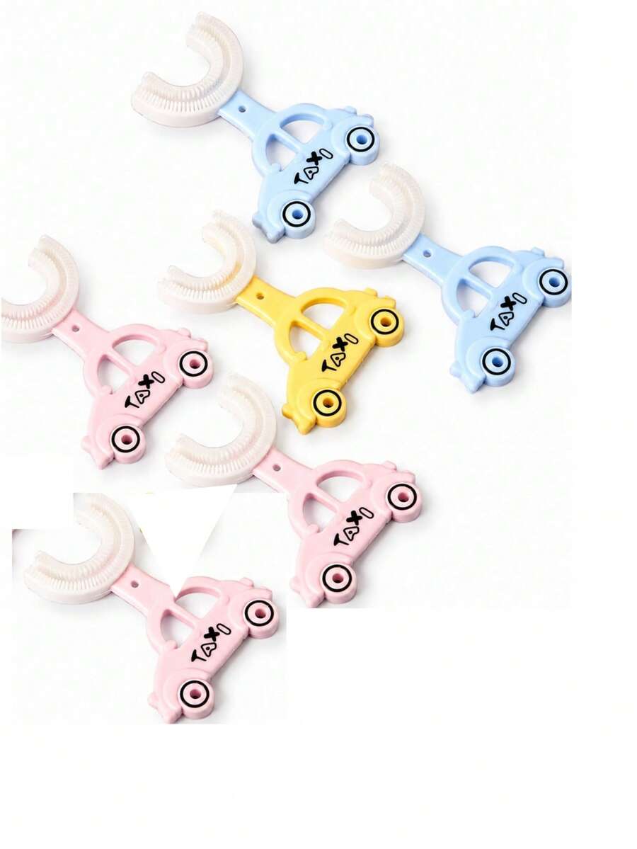 Kit De 6 Cepillos De Dientes En Forma De U Con Diseño De Taxi - Multicolor - Ver 1