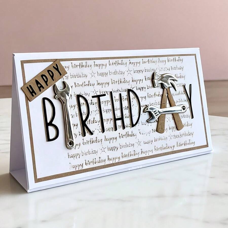 1pc Creative Happy Birthday Metal Cutting Die, Perfect For Scrapbooking, Crafting, Embossing Templates, And Making Handmade Greeting Cards And Gift Cards