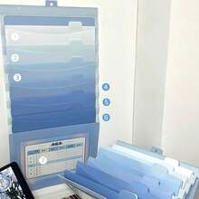 1 pieza Carpeta colgante, Bolsa de archivos plegable, Bolsa de almacenamiento de archivos con color degradado expandible, Se puede usar de forma independiente, Adecuada para la escuela y la oficina - Conjuntos - Ver 1