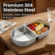 Portable Plastic/304 Stainless Steel Lunch Box With Lid, Divided Fruit Salad Food Storage Container, Leak Proof Bento Box, Dishwasher & Microwave Allowable, Suitable For Student Adult Use In School, Office, Outdoor Camping, Picnic,Back To School - Multicolor - View 10