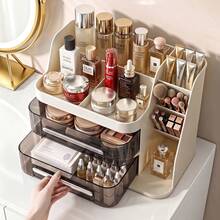 1 buah Kotak Penyimpanan Makeup Bergaya Laci Kapasitas Besar, Rak Organizer Perawatan Kulit & Lipstik, Kotak Penyimpanan Perawatan Kulit Laci Transparan, Organizer Kompartemen Kuas Makeup, Organizer Alat Tulis Kantor Multifungsi - View 4