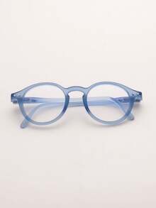 1 Pair Unisex Kids Oval Frame Minimalist Retro Academic Anti-Blue Light Non-Prescription Glasses For Daily Reading And Computer Use - A - View 8