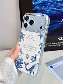 1件金屬透明鯨魚海洋文字圖案手機殼，個性化保護殼，適用於 iPhone 16 Pro Max/17/16/15/14/13/12/11/Air - 彩色 - 查看 4